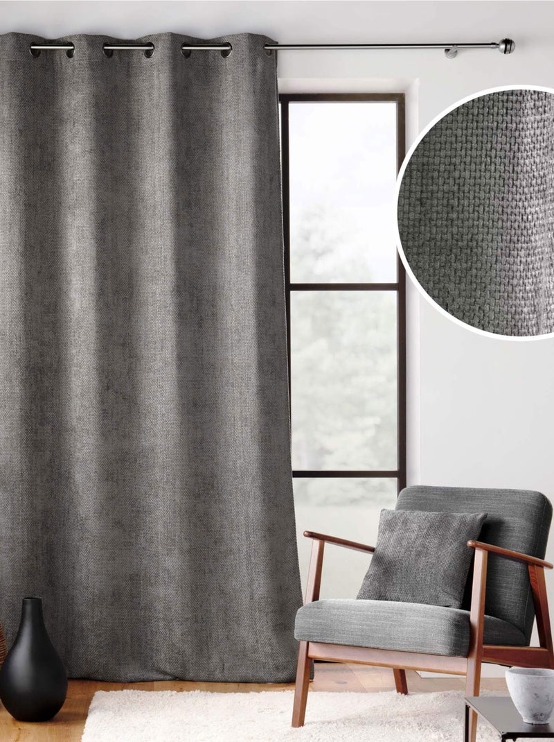 Tenda ad occhiello in velluto di ciniglia Grigio antracite - Kiabi