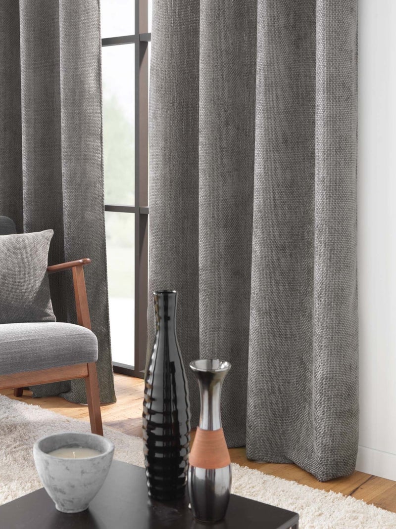 Tenda ad occhiello in velluto di ciniglia Grigio antracite - Kiabi