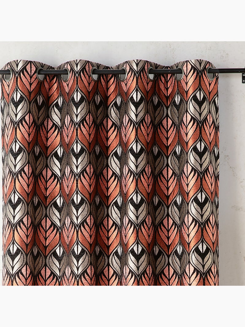 Tenda art déco effetto velluto con occhielli Arancione corallo - Kiabi