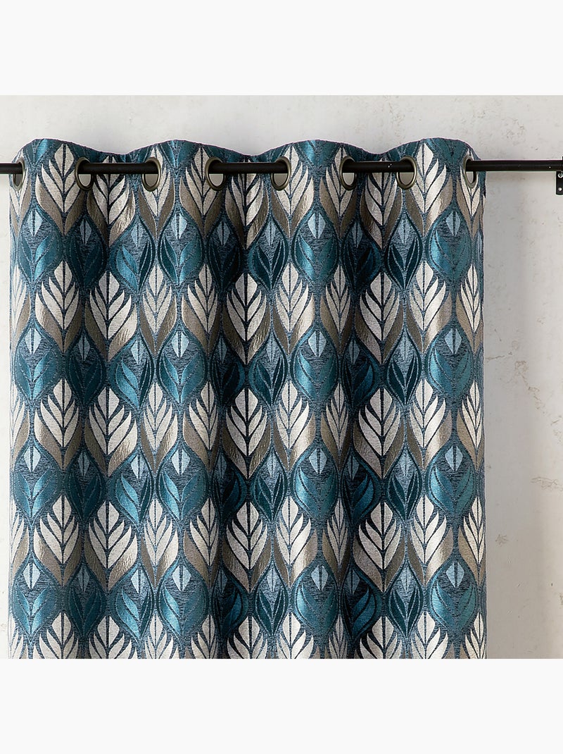 Tenda art déco effetto velluto con occhielli Blu - Kiabi