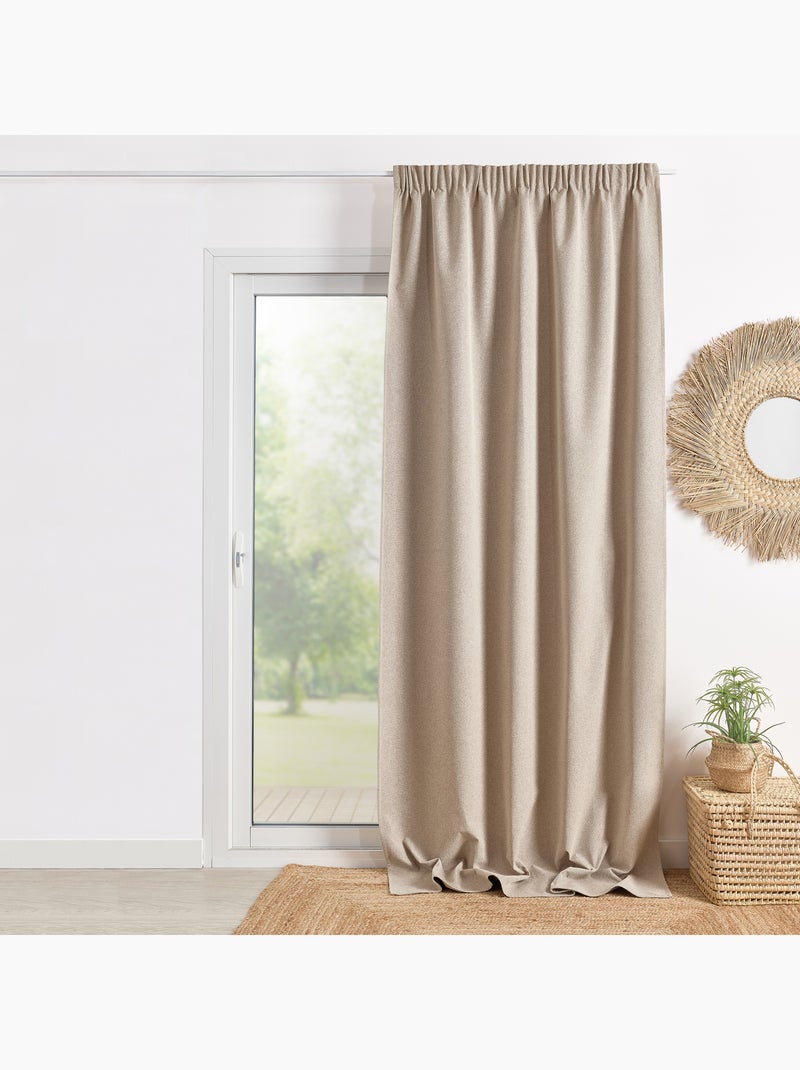 Tenda bifacciale 100% oscurante con arricciature Legno naturale - Kiabi