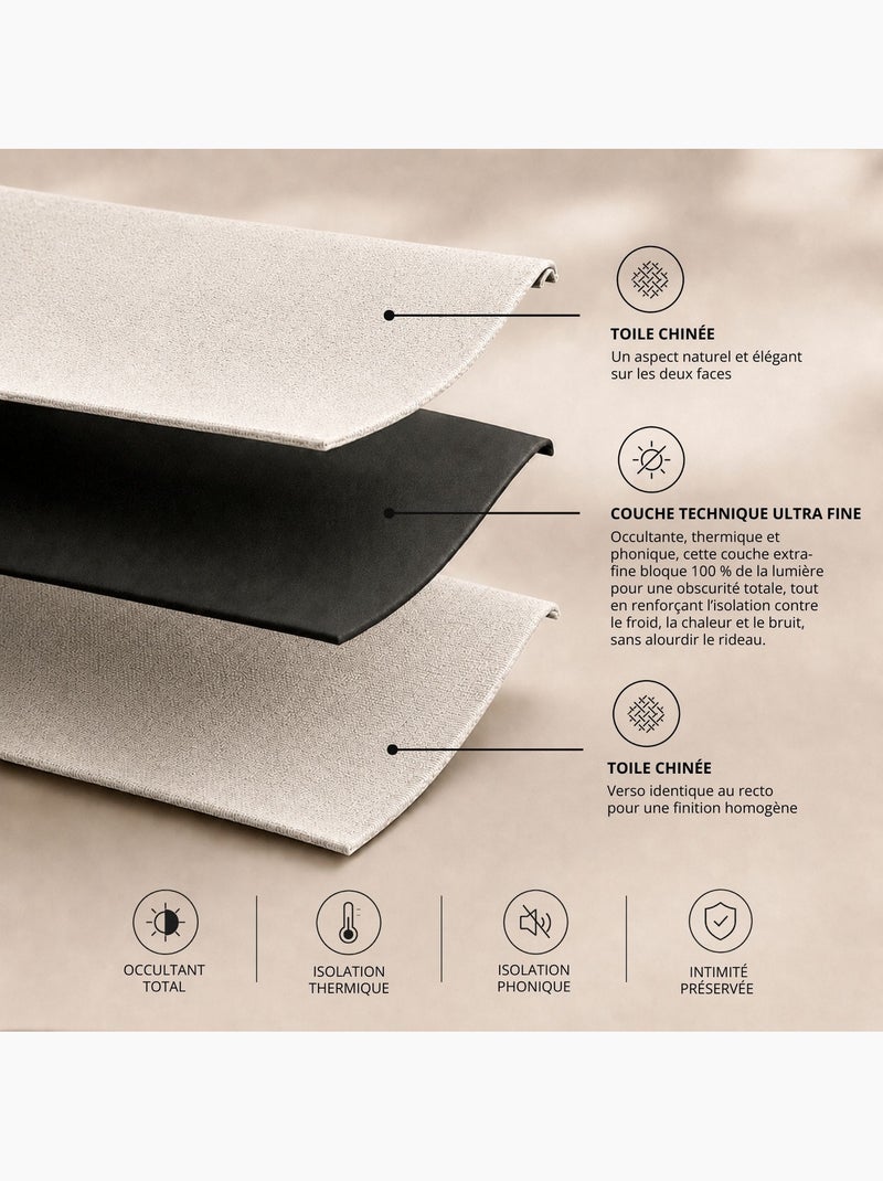 Tenda bifacciale 100% oscurante con arricciature MIDNIGHT Avorio - Kiabi
