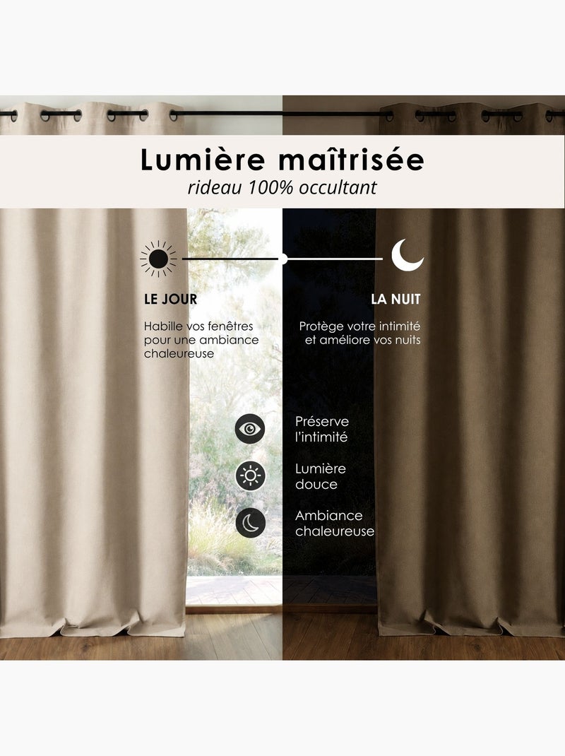 Tenda bifacciale 100% oscurante con arricciature MIDNIGHT Legno naturale - Kiabi