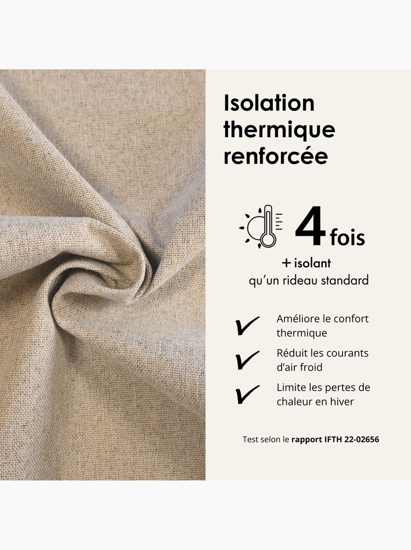 Tenda bifacciale 100% oscurante con arricciature MIDNIGHT Legno naturale - Kiabi