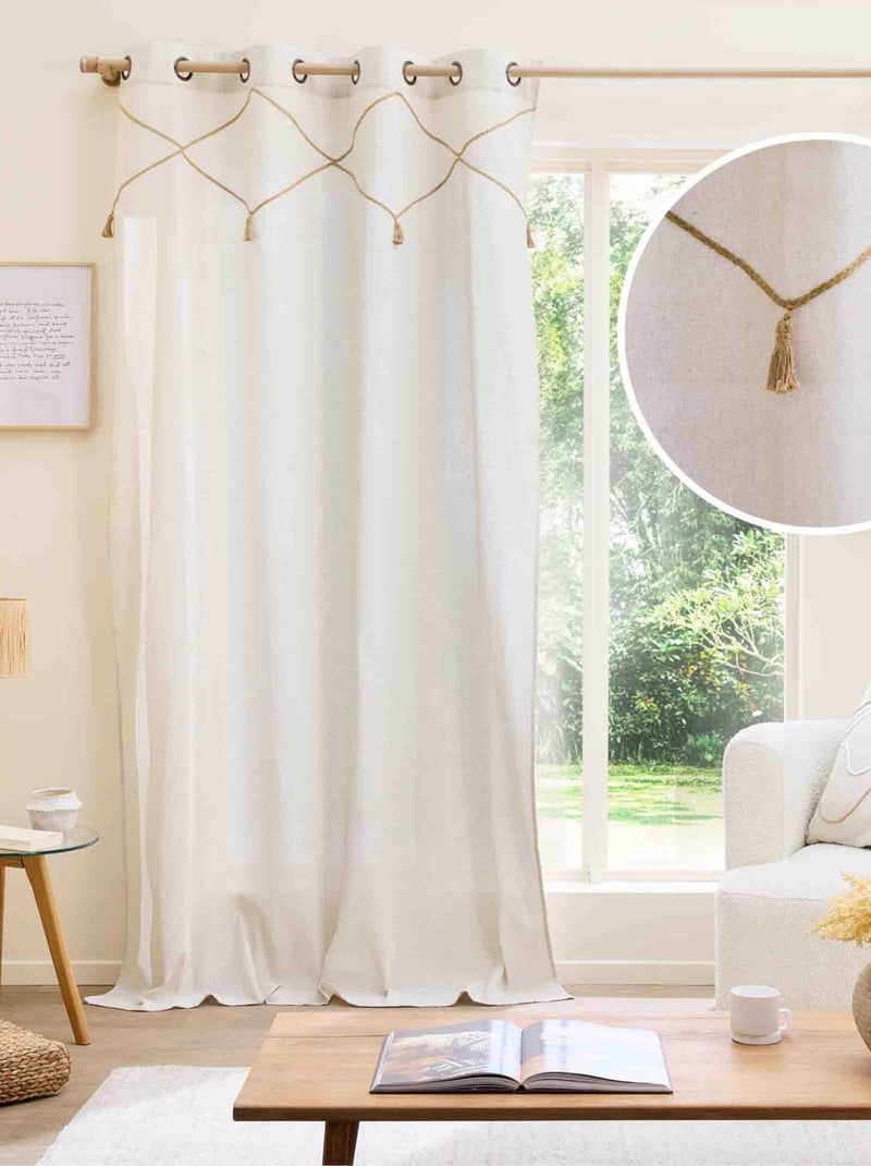 Tenda bohémien in iuta e pompon Bianco sporco - Kiabi