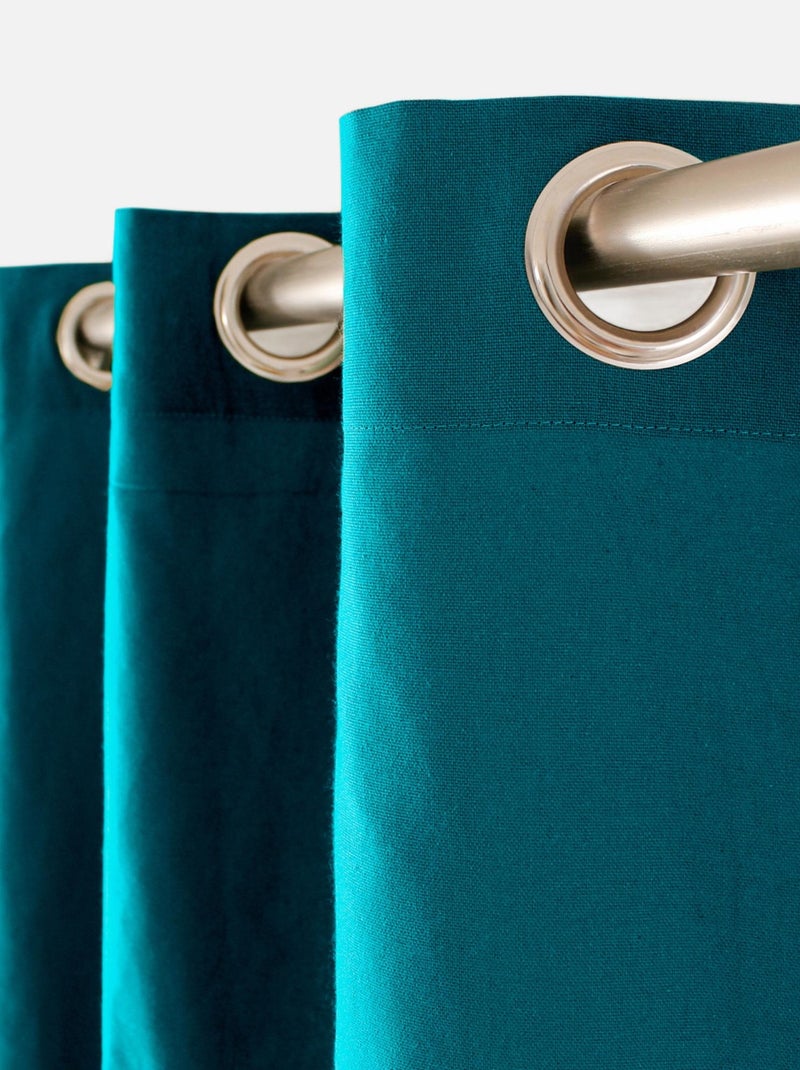 Tenda colorata in puro cotone con 8 occhielli Blu pavone - Kiabi