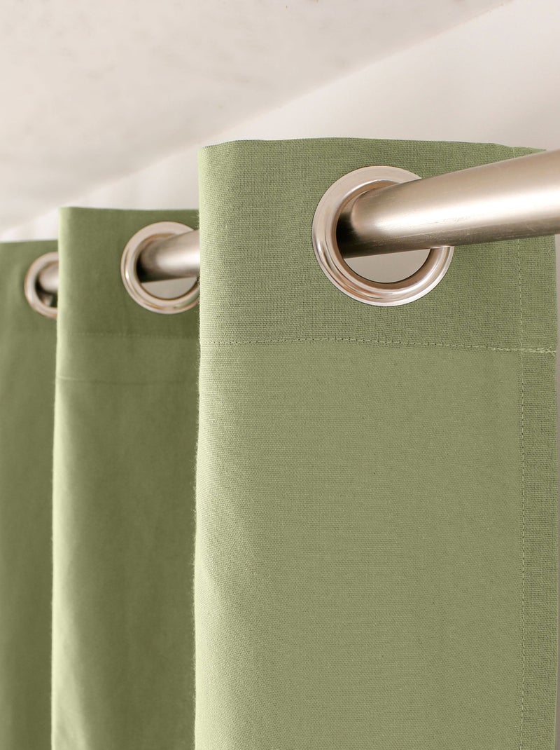 Tenda colorata in puro cotone con 8 occhielli Verde oliva - Kiabi