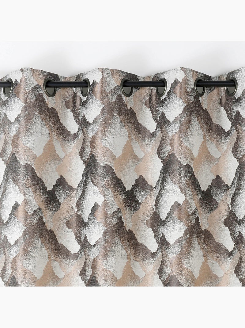 Tenda con occhielli jacquard con motivo minerale Beige - Kiabi