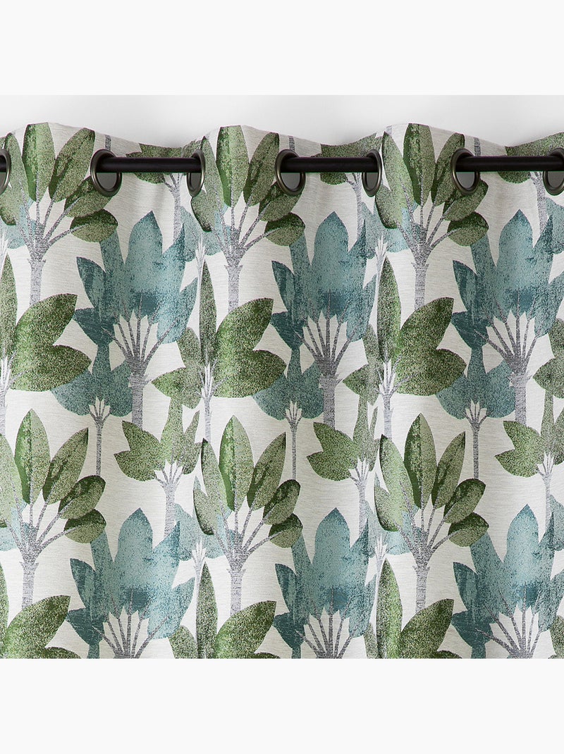 Tenda con occhielli jacquard con motivo vegetale Verde - Kiabi