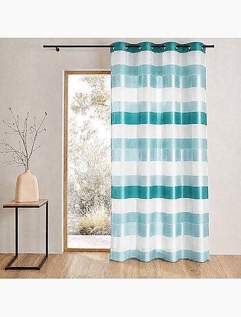 Tenda con righe orizzontali intessute e fasce in raso
