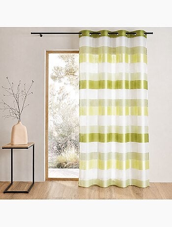 Tenda con righe orizzontali intessute e fasce in raso