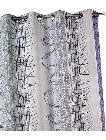 Tenda con strisce verticali astratte e motivi grafici