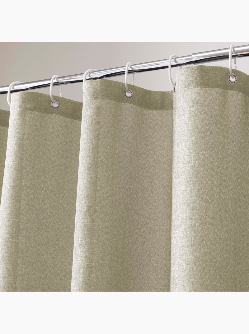Tenda da doccia in chambray tinta unita con ganci Beige - Kiabi