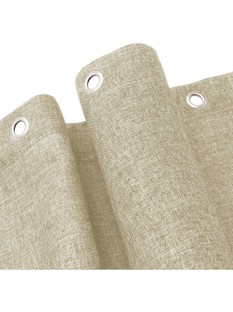 Tenda da doccia in chambray tinta unita con ganci Beige - Kiabi
