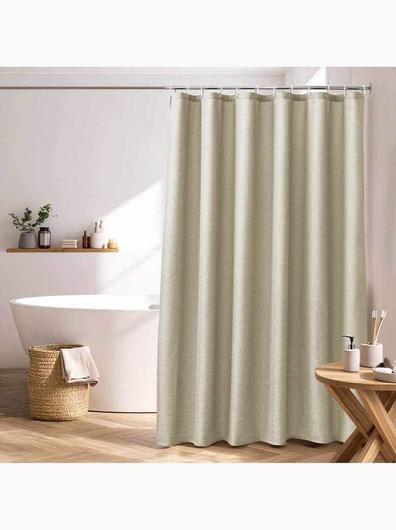 Tenda da doccia in chambray tinta unita con ganci Beige - Kiabi