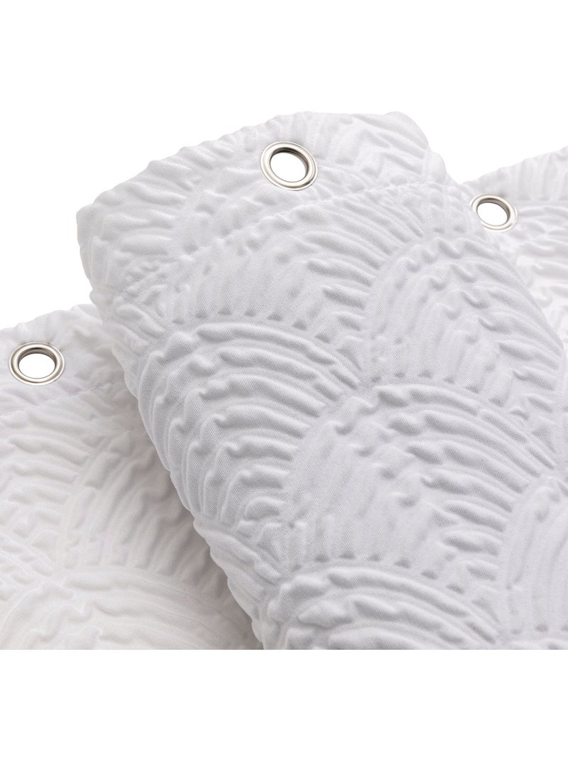 Tenda da doccia in microfibra goffrata con ganci Bianco - Kiabi