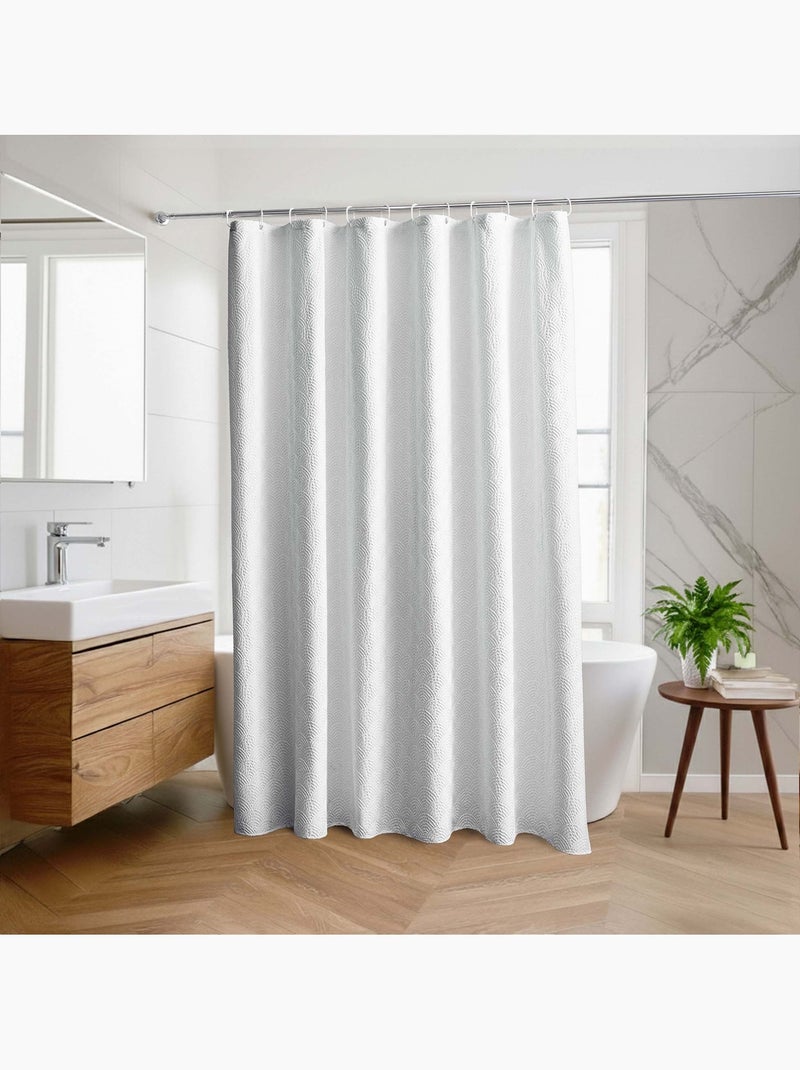 Tenda da doccia in microfibra goffrata con ganci Bianco - Kiabi