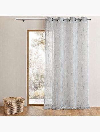 Tenda da finestra in organza grigia con ricamo a ramoscelli