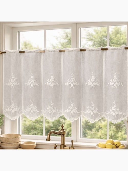 Tenda da finestra ricamata con motivi floreali - Kiabi Tenda da finestra ricamata con motivi floreali - Kiabi