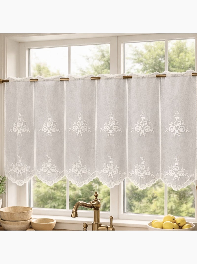 Tenda da finestra ricamata con motivi floreali Bianco - Kiabi