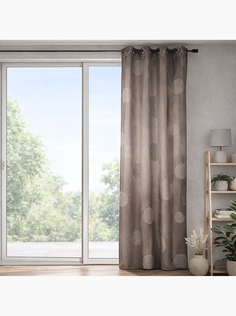 Tenda di shantung color taupe ricamata con cerchi misti Tortora - Kiabi