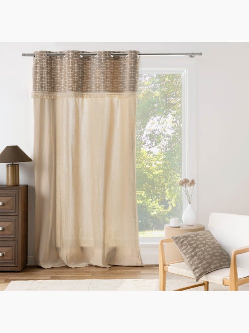 Tenda filtrante con occhielli in policotone, con motivo jacquard e frange - Kiabi