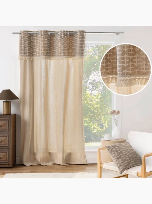 Tenda filtrante con occhielli in policotone, con motivo jacquard e frange - Kiabi