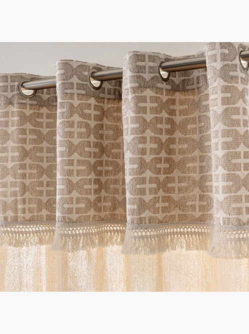Tenda filtrante con occhielli in policotone, con motivo jacquard e frange - Kiabi