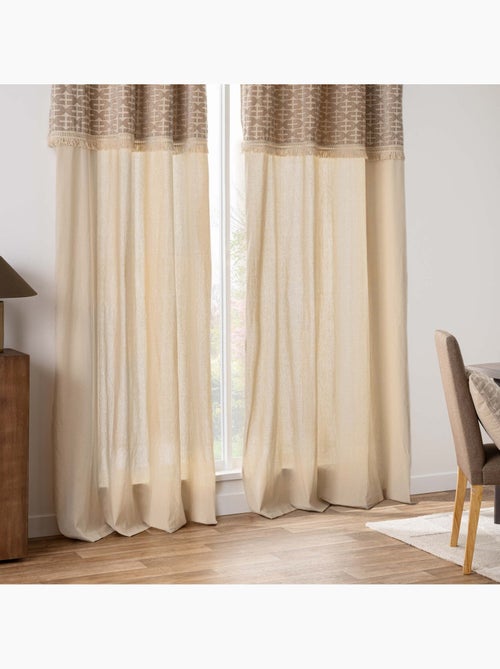 Tenda filtrante con occhielli in policotone, con motivo jacquard e frange - Kiabi