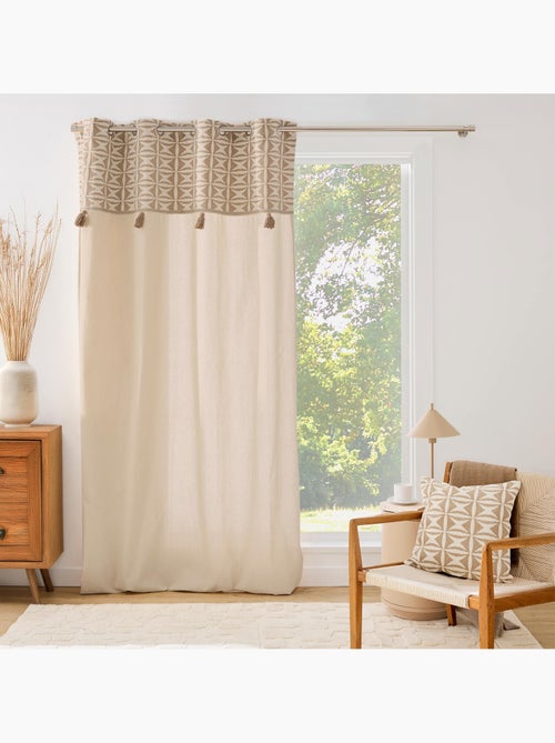 Tenda filtrante con occhielli in policotone, con motivo jacquard e pompon - Kiabi
