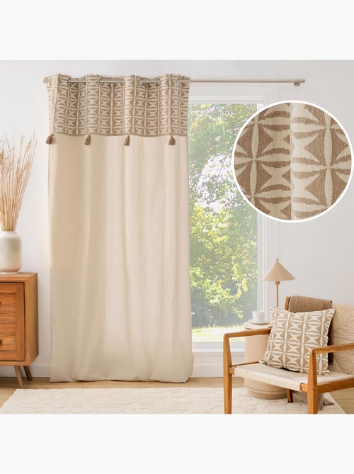 Tenda filtrante con occhielli in policotone, con motivo jacquard e pompon - Kiabi