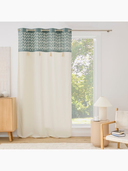 Tenda filtrante con occhielli in policotone jacquard con pompon - Kiabi