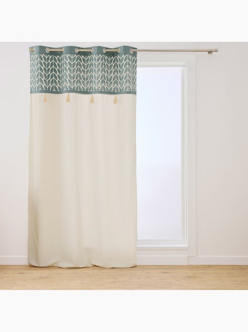 Tenda filtrante con occhielli in policotone jacquard con pompon - Kiabi