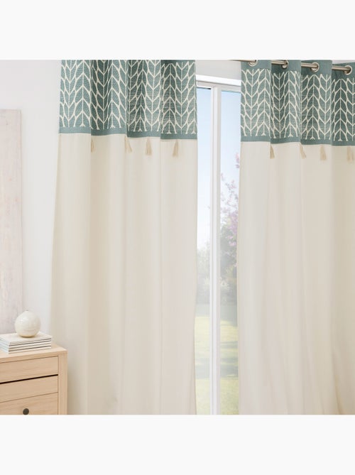Tenda filtrante con occhielli in policotone jacquard con pompon - Kiabi