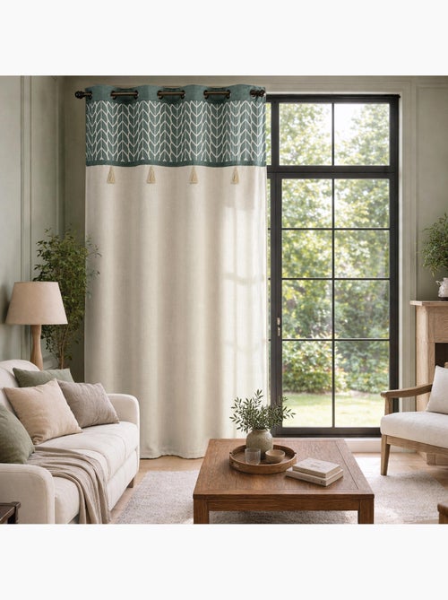 Tenda filtrante con occhielli in policotone jacquard con pompon - Kiabi