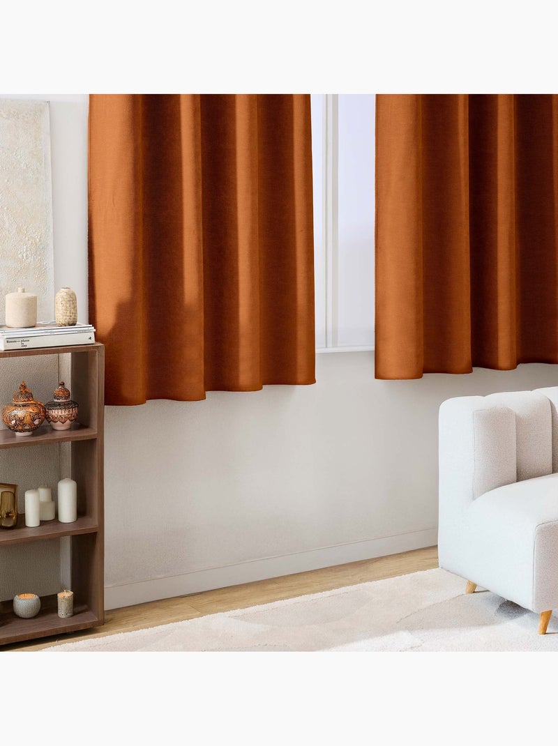 Tenda filtrante con occhielli in velluto chenille Arancione - Kiabi