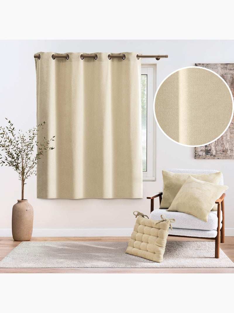 Tenda filtrante con occhielli in velluto chenille Legno naturale - Kiabi
