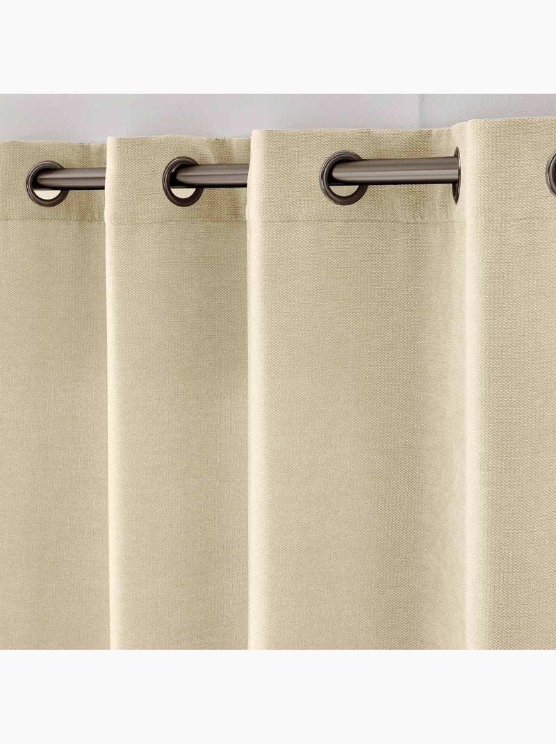 Tenda filtrante con occhielli in velluto chenille Legno naturale - Kiabi