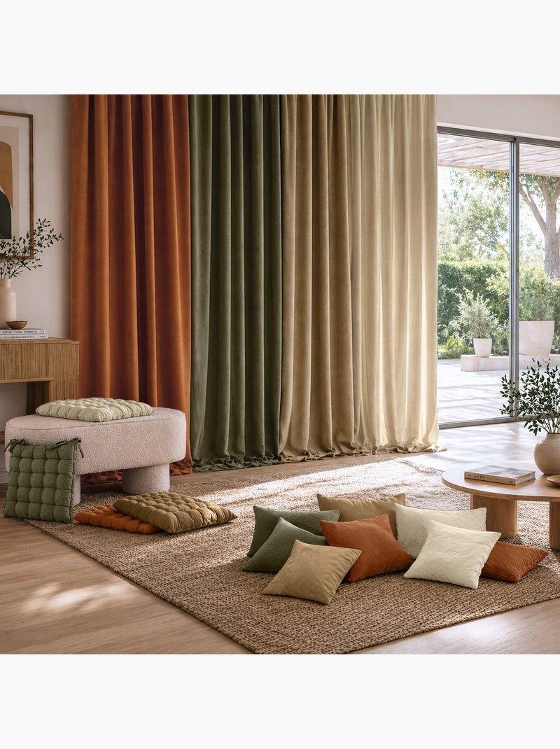 Tenda filtrante con occhielli in velluto chenille Verde - Kiabi