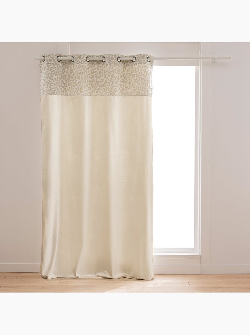 Tenda filtrante in policotone con fascia in jacquard chenille leopardato Legno naturale - Kiabi