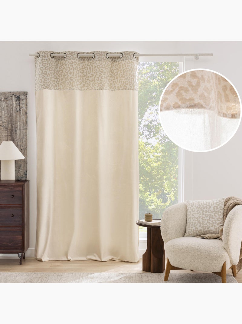 Tenda filtrante in policotone con fascia in jacquard chenille leopardato Legno naturale - Kiabi