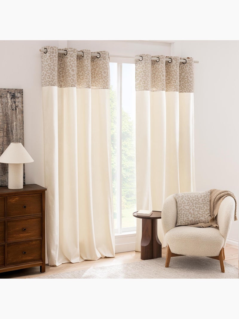 Tenda filtrante in policotone con fascia in jacquard chenille leopardato Legno naturale - Kiabi