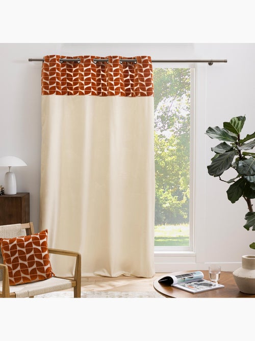 Tenda filtrante in velluto con occhielli e fascia geometrica - Kiabi