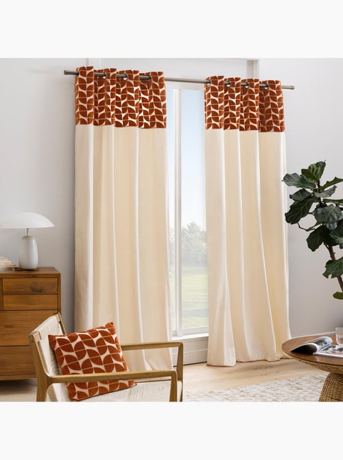 Tenda filtrante in velluto con occhielli e fascia geometrica - Kiabi