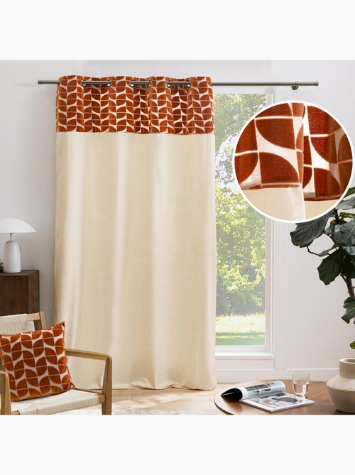 Tenda filtrante in velluto con occhielli e fascia geometrica - Kiabi
