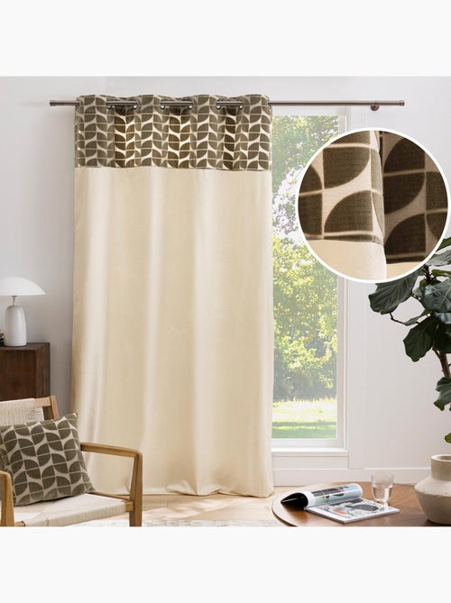 Tenda filtrante in velluto con occhielli e fascia geometrica - Kiabi
