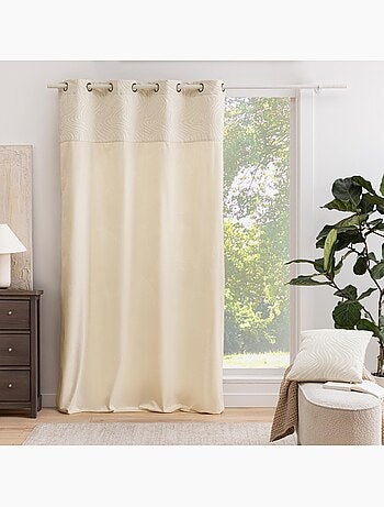 Tenda filtrante in velluto con occhielli e fascia in jacquard a strisce zebrate