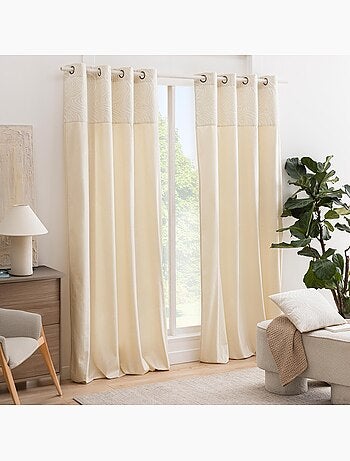Tenda filtrante in velluto con occhielli e fascia in jacquard a strisce zebrate
