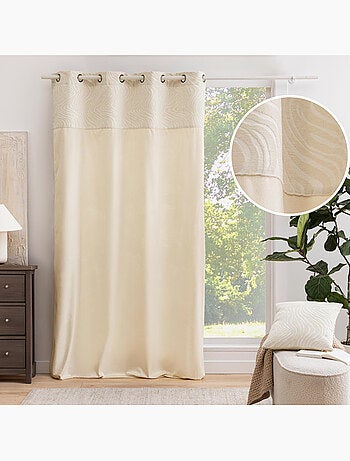 Tenda filtrante in velluto con occhielli e fascia in jacquard a strisce zebrate