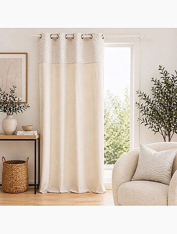 Tenda filtrante in velluto con occhielli e fascia in jacquard a strisce zebrate